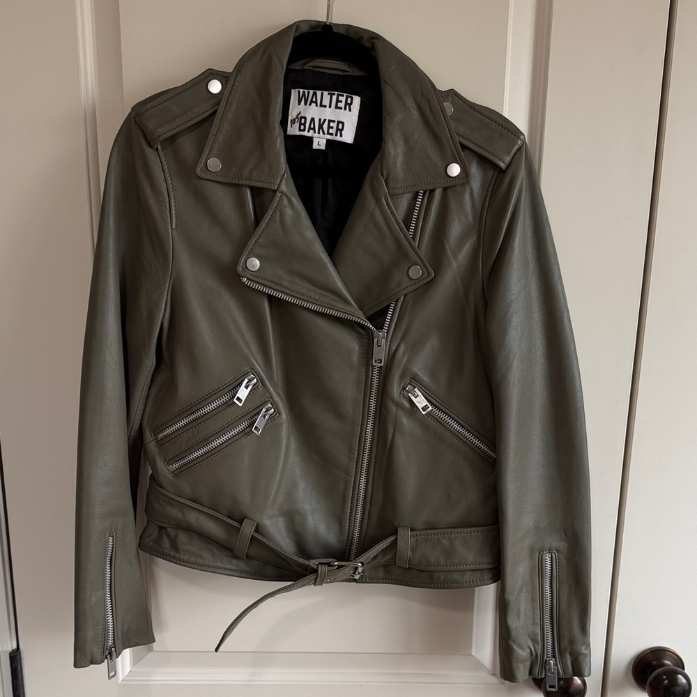 Walter Baker Women's Dark Green Genuine Lamb Leather Jacket